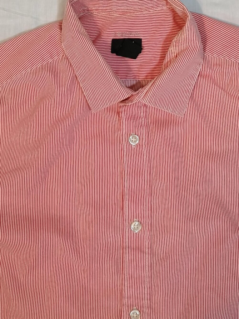 H&M/Button Down Shirt/Mens M/Pink White Pinstripe Preppy Cottagecore Oxford Top - Picture 3 of 8